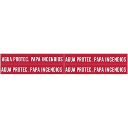 Brady&trade;&nbsp;Self-Adhesive Pipe Marker: AGUA PROTECCION PARA INCENDIOS, Vinyl, White on Red, Size 4: Fits Pipes 0.75in - 2.375 in. Dia.