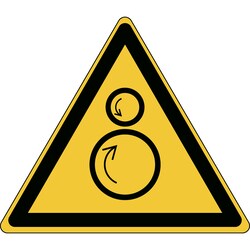 Brady Laminated Polyester: ISO Safety Sign - Warning: counter rotating
