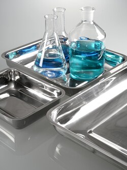 Buerkle Stainless Steel Bowl, Shallow Form 450 x 300 x 50 mm | Buy Online | Buerkle&trade; | Fisher Scientific