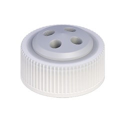 Cole-Parmer VapLock Solvent Delivery Caps four 1/4 in-28 ports, 38 mm Wako;