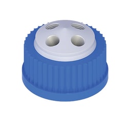 Cole-Parmer VapLock Solvent Delivery Caps four 1/4 in-28 ports, GL32; 1/ea:Chromatography