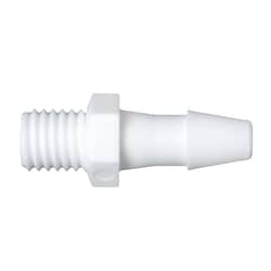 Cole-Parmer Cleanroom 1/4-28 UNF to Hose Barb Fittings, Straight Adapter, White Nylon 5/32 in. | Buy Online | Cole-Parmer | Fisher Scientific