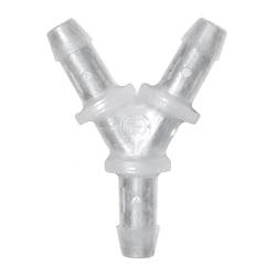 Cole-Parmer Cleanroom Hose Barb Fittings, Y Union, Natural Kynar 3/16 in. | Buy Online | Cole-Parmer | Fisher Scientific