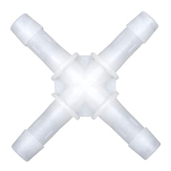 Cole-Parmer Cleanroom Hose Barb Fittings, Cross Union, Natural Kynar 3/16 in | Buy Online | Cole-Parmer | Fisher Scientific