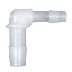 Cole-Parmer Cleanroom Hose Barb Fittings, Reducing Elbow, Natural Kynar 1/4 in. Hose Barb | Buy Online | Cole-Parmer | Fisher Scientific