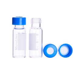 DWK Life Sciences&nbsp;MicroLiter 9 mm Screw Thread Autosampler Vial, Cap, and Septa Assembled Kits with PTFE Septa