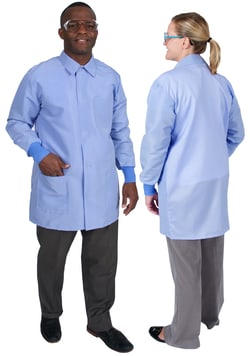 DenLine Uniforms Protection Plus DL361 UltraLite Unisex Mid-Length Lab Jackets Ceil Blue | Buy Online | DenLine&trade; Uniforms | Fisher Scientific