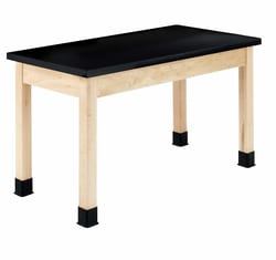 Diversified Spaces™ Maple Table with Plain Apron and Solid Epoxy Top: Leg Brace, Stretcher and Caster Option