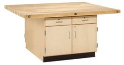 Diversified Spaces™ Four-Station Woodwork bench with Doors and Drawers