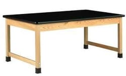 Diversified Spaces™ Oak Table with Plain Apron and ChemGuard Top: Leg Brace Option