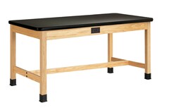 Diversified Spaces™ Oak Table with Plain Apron and Plastic Laminate Top: Leg Brace and Electrical Option