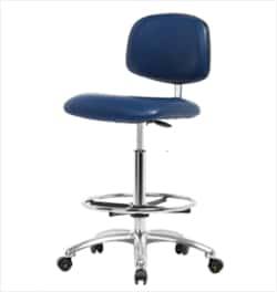 Fisherbrand™ Class 10 Clean Room/ESD Vinyl Chair - High Bench Height with Chrome Foot Ring and ESD Casters in ESD Vinyl