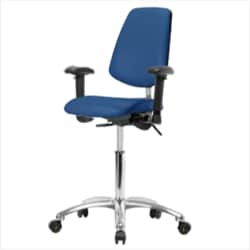 Fisherbrand™ Class 100 Vinyl Clean Room/ESD Chair - Desk Height with Medium Back, Adjustable Arms, and ESD Casters in ESD Vinyl