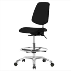 Fisherbrand™ Class 100 Vinyl Clean Room/ESD Chair - Medium Bench Height with Medium Back, Seat Tilt, Chrome Foot Ring, and ESD Casters in ESD Vinyl