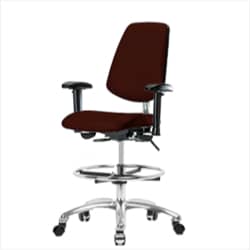 Fisherbrand&trade;&nbsp;Class 100 Vinyl Clean Room Chair - Medium Bench Height with Medium Back, Adj Arms, Foot Ring, and Casters in Grade B Vinyl