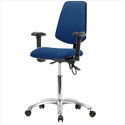 Fisherbrand™ Fabric ESD Chair - Medium Bench Height with Medium Back, Adjustable Arms, and ESD Casters in ESD Fabric