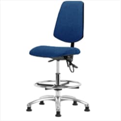 Fisherbrand™ Fabric ESD Chair - Medium Bench Height with Medium Back, Seat Tilt, Chrome Foot Ring, and ESD Stationary Glides in ESD Fabric
