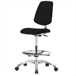 Fisherbrand™ Class 10 Clean Room/ESD Vinyl Chair - High Bench Height with Medium Back, Chrome Foot Ring, and ESD Casters in ESD Vinyl