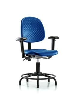 Fisherbrand&trade;&nbsp;Polyurethane Chair with Round Tube Base - Desk Height with Medium Back, Adjustable Arms, and Stationary Glides in Polyurethane