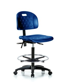 Fisherbrand&trade;&nbsp;Newport Industrial Polyurethane Chair - High Bench Height with Seat Tilt, Chrome Foot Ring, and Casters in Polyurethane