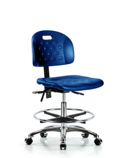 Fisherbrand&trade;&nbsp;Newport Industrial Polyurethane Chair Chrome - Medium Bench Height with Seat Tilt, Chrome Foot Ring, and Casters in Polyurethane