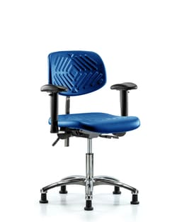Fisherbrand™ Class 100 Polyurethane Clean Room Chair - Desk Height with Adjustable Arms and Stationary Glides in Black Polyurethane