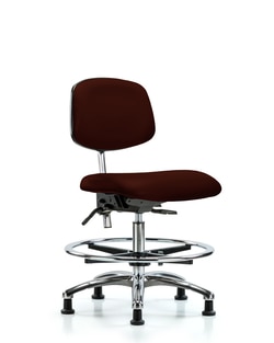 Fisherbrand&trade;&nbsp;Class 100 Vinyl Clean Room Chair - Medium Bench Height with Seat Tilt, Chrome Foot Ring, and Stationary Glides in Grade B Vinyl
