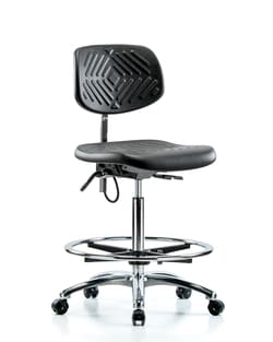 Fisherbrand™ Polyurethane ESD Chair - High Bench Height with Chrome Foot Ring and Seat Tilt