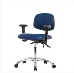 Fisherbrand™ Class 100 Vinyl Clean Room/ESD Chair - Desk Height with Adjustable Arms and ESD Casters in ESD Vinyl