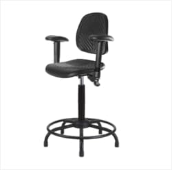 Fisherbrand&trade;&nbsp;Polyurethane Chair with Round Tube Base - High Bench Height with Medium Back, Adjustable Arms, and Stationary Glides in Polyurethane