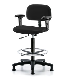 Fisherbrand&trade;&nbsp;Core Vinyl Chair - High Bench Height with Adjustable Arms, Chrome Foot Ring, and Stationary Glides in Grade B Vinyl