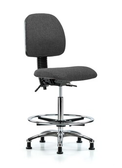 Fisherbrand&trade;&nbsp;Fabric Chair Chrome - High Bench Height with Medium Back, Seat Tilt, Chrome Foot Ring, and Stationary Glides in Fabric