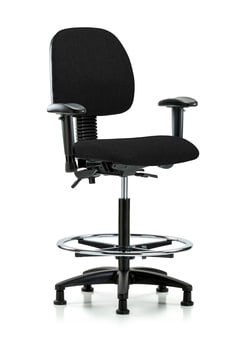 Fisherbrand™ Fabric Chair - High Bench Height with Medium Back, Seat Tilt, Adjustable Arms, Chrome Foot Ring, and Stationary Glides in Fabric