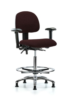 Fisherbrand&trade;&nbsp;Fabric Chair Chrome - High Bench Height with Seat Tilt, Adjustable Arms, Chrome Foot Ring, and Stationary Glides in Fabric