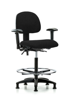 Fisherbrand™ Fabric Chair - High Bench Height with Seat Tilt, Adjustable Arms, Chrome Foot Ring, and Stationary Glides in Fabric