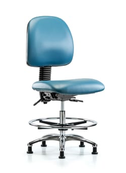 Fisherbrand&trade;&nbsp;Vinyl Chair Chrome - Medium Bench Height with Medium Back, Chrome Foot Ring, and Stationary Glides in Grade B Vinyl
