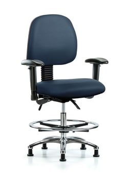 Fisherbrand™ Vinyl Chair Chrome - Medium Bench Height with Medium Back, Chrome Foot Ring, and Stationary Glides in Grade B Vinyl