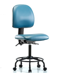 Fisherbrand Vinyl Chair - Medium Bench Height with Round Tube Base, Medium Back, and Casters in Grade B Vinyl Blue | Buy Online | Fisher Scientific