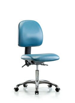 Fisherbrand&trade;&nbsp;Vinyl Chair Chrome - Desk Height with Medium Back and Casters in Grade B Vinyl
