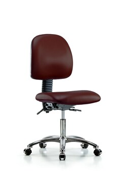 Fisherbrand&trade;&nbsp;Vinyl Chair Chrome - Desk Height with Medium Back and Casters in Grade B Vinyl