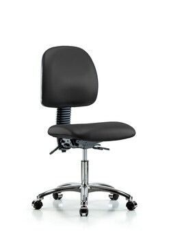Fisherbrand&trade;&nbsp;Vinyl Chair Chrome - Desk Height with Medium Back and Casters in Grade B Vinyl