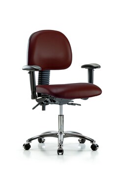 Fisherbrand&trade;&nbsp;Vinyl Chair Chrome - Desk Height with Seat Tilt, Adjustable Arms, and Casters in Grade B Vinyl