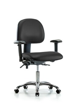 Fisherbrand&trade;&nbsp;Vinyl Chair Chrome - Desk Height with Seat Tilt, Adjustable Arms, and Casters in Grade B Vinyl