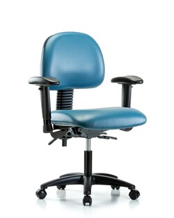 Fisherbrand Vinyl Chair - Desk Height with Seat Tilt, Adjustable Arms, and Casters in Grade B Vinyl Blue | Buy Online | Fisher Scientific