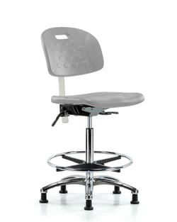 Fisherbrand™ Polyurethane Tractor Sit-Stand Stool Chrome - Medium Bench Height with Stationary Glides in Polyurethane