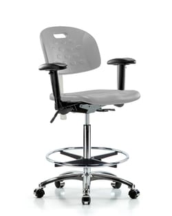 Fisherbrand&trade;&nbsp;Polyurethane Tractor Sit-Stand Stool - Medium Bench Height with Chrome Foot Ring and Stationary Glides in Polyurethane