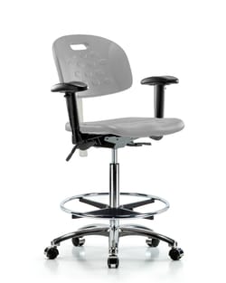 Fisherbrand™ Erie Polyurethane Chair Chrome - Desk Height with Adjustable Arms and Chrome Casters in Polyurethane