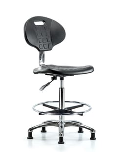 Fisherbrand™ Class 10 Erie Polyurethane Clean Room Chair - High Bench Height with Chrome Foot Ring and Stationary Glides in Polyurethane