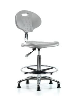 Fisherbrand™ Erie Polyurethane Chair Chrome - High Bench Height with Chrome Foot Ring in Polyurethane