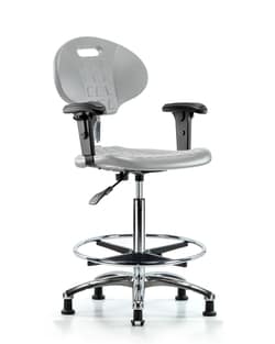Fisherbrand™ Erie Polyurethane Chair - High Bench Height with Chrome Foot Ring and Casters in Polyurethane